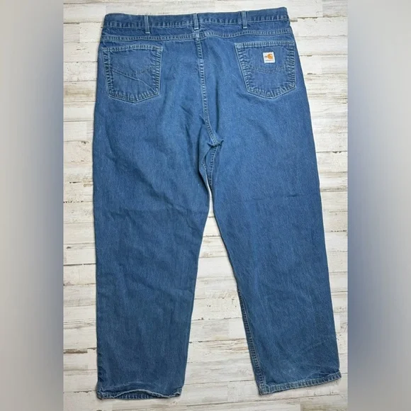 Carhartt FR Denim Blue Work Jeans Relaxed Fit Men 44x30 Workwear FRB100DNM USA - Picture 7 of 9
